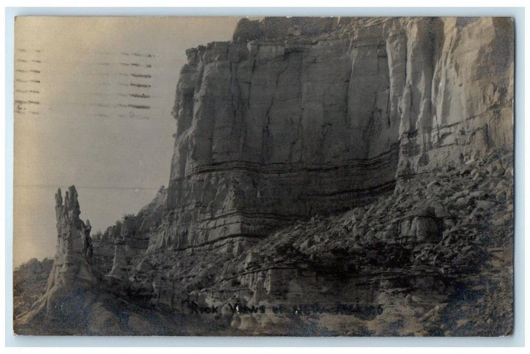 1909 Desert Mountain Rock View Cliffs New Mexico NM RPPC Photo Posted Postcard