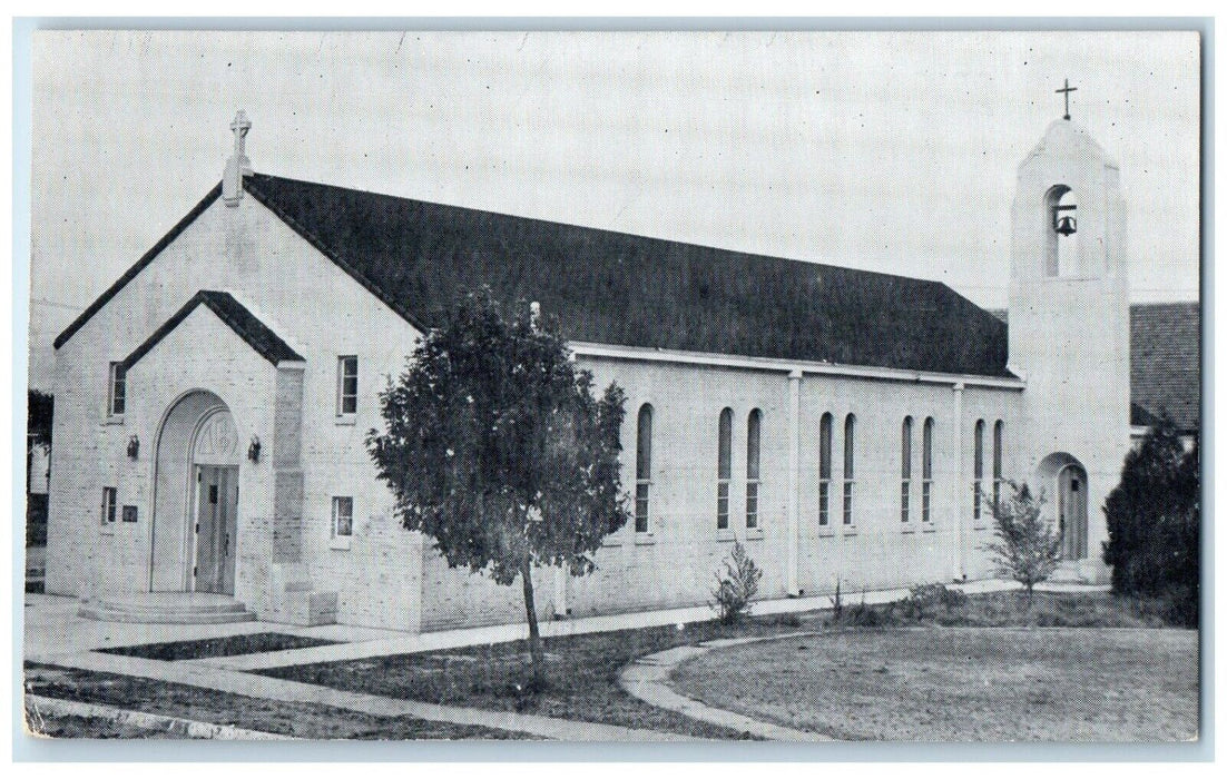 St. Peter's Church Bell Tower Scene Street Guymon Oklahoma OK Antique Postcard