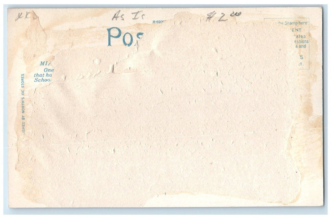 Miami High School Building Scene Street Miami Oklahoma OK Antique Postcard