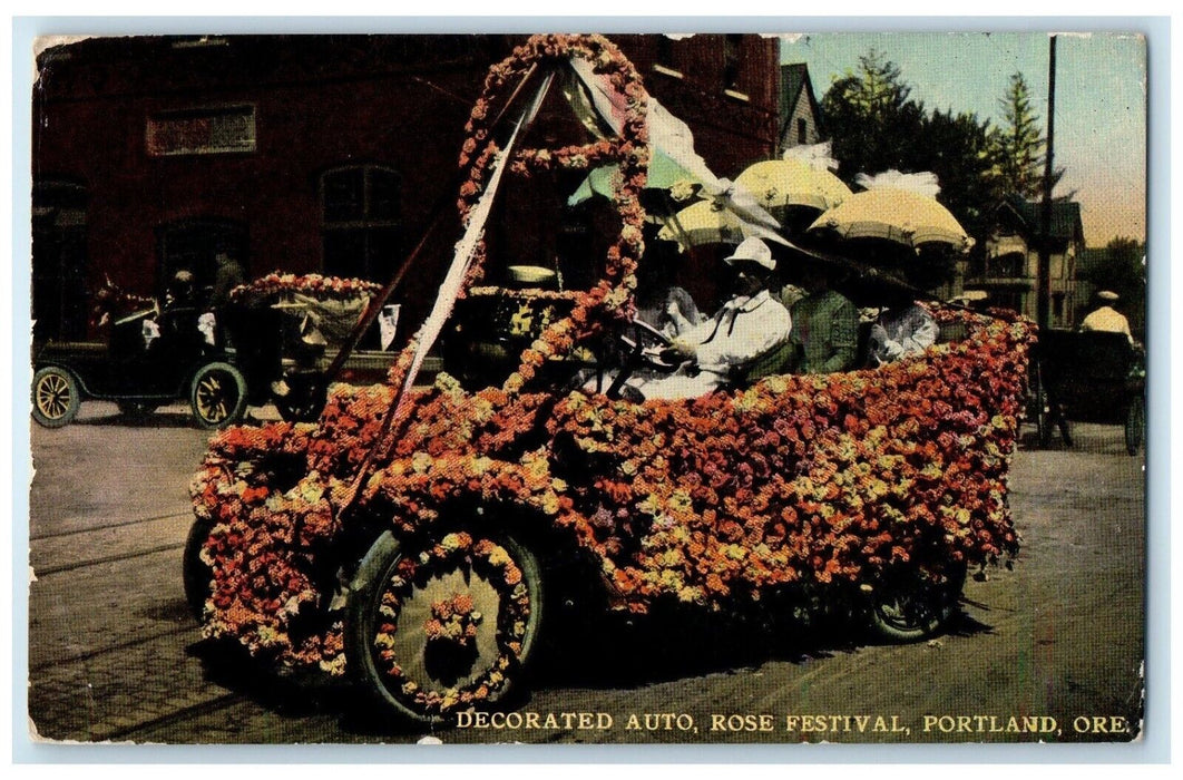 1913 Decorated Auto Rose Festival Portland OR Panama Pacific Exposition Postcard