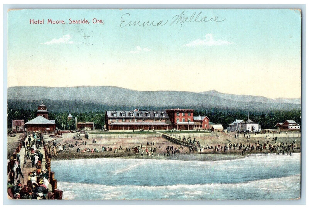 1908 View Of Hotel Moore Bridge Seaside Oregon OR Posted Antique Postcard