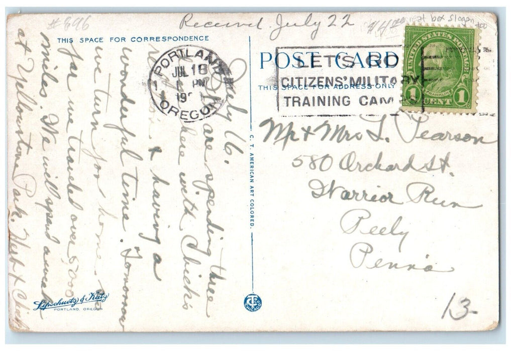 c1930's Burnside Bridge Over Willamette River Portland Oregon OR Posted Postcard