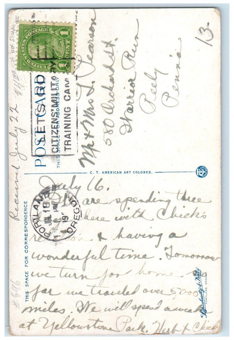 c1930's Burnside Bridge Over Willamette River Portland Oregon OR Posted Postcard