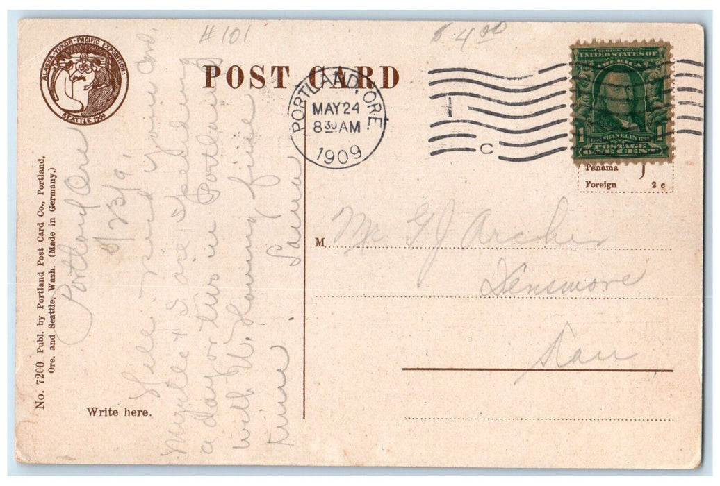 1909 View Of Harbor Steamer Ship Portland Oregon OR Posted Antique Postcard