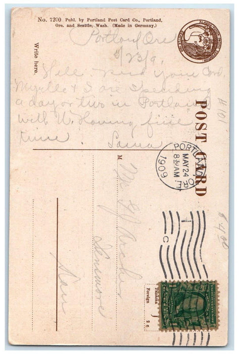 1909 View Of Harbor Steamer Ship Portland Oregon OR Posted Antique Postcard