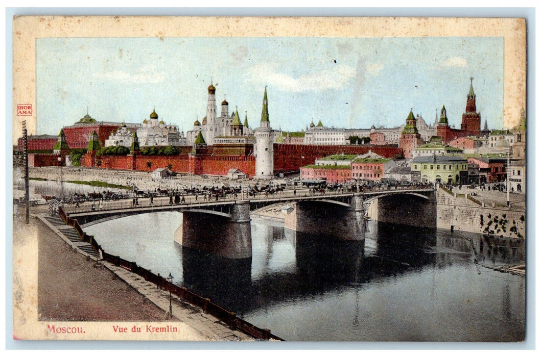 c1920's Bridge Buildings View from of Kremlin Moscow Russia Antique Postcard