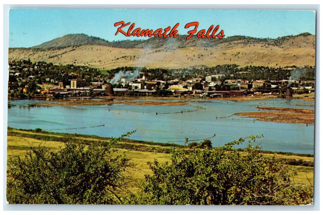 1969 Bird's Eye View Of Klamath Falls Oregon OR, Farming Lumbering Home Postcard
