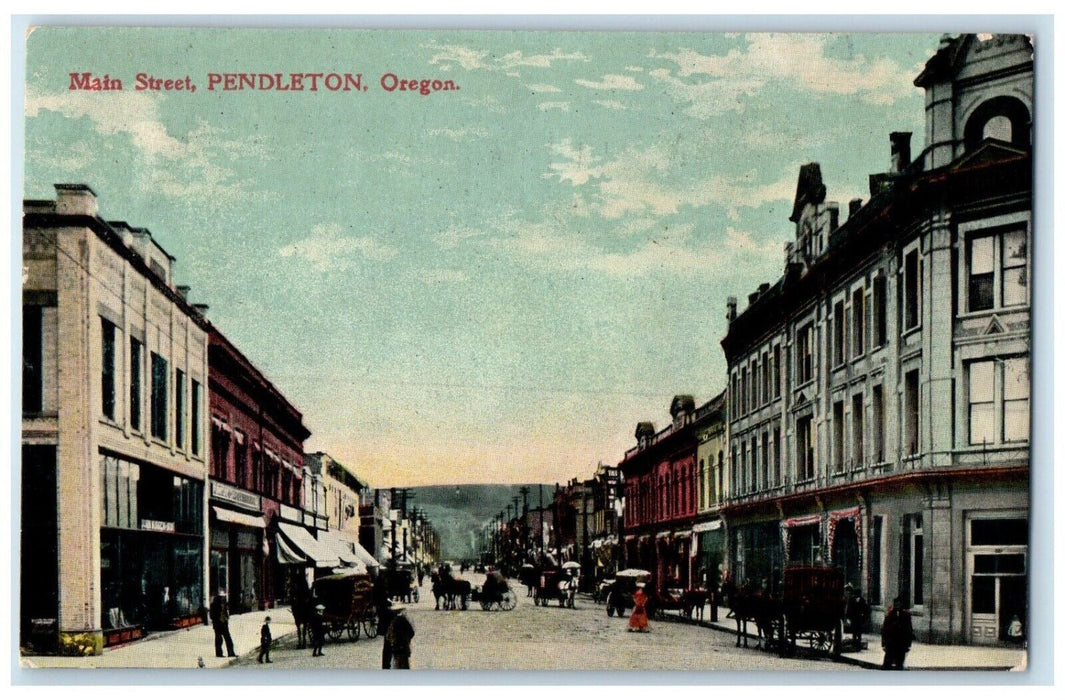 c1910's Main Street View Stores Pendleton Oregon OR Posted Antique Postcard
