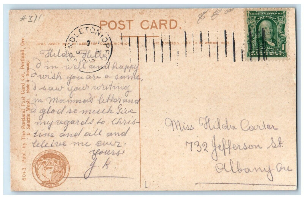 c1910's Main Street View Stores Pendleton Oregon OR Posted Antique Postcard