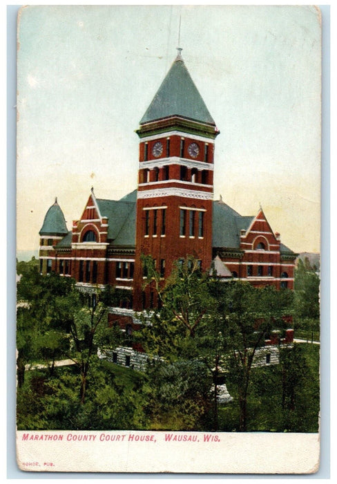 1908 Aerial View Marathon County Court House Wausau Wisconsin Vintage Postcard