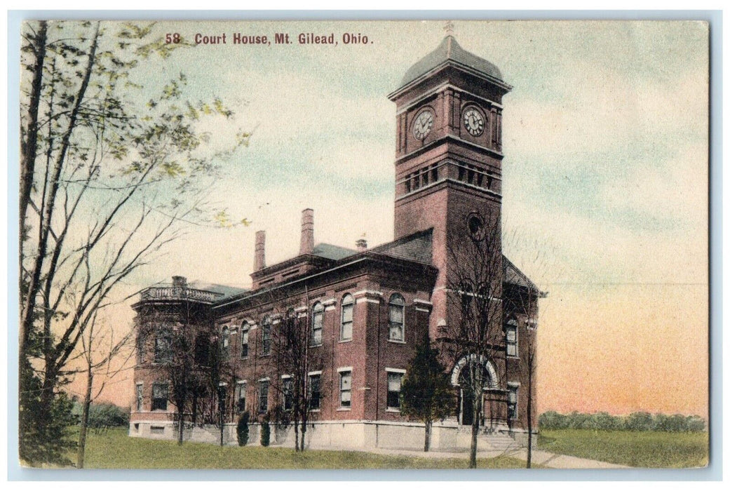 1905 Exterior View Court House Building Trees Mt Gilead Ohio OH Antique Postcard