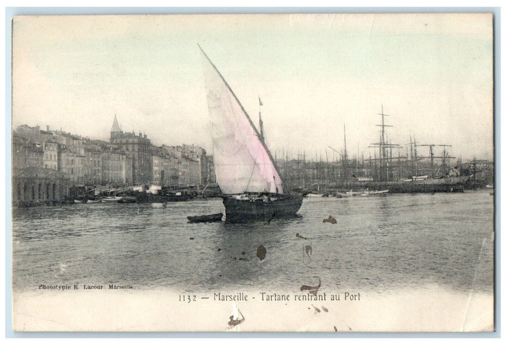 1907 Tarlane Returning To Port Marseille France Posted Antique Postcard