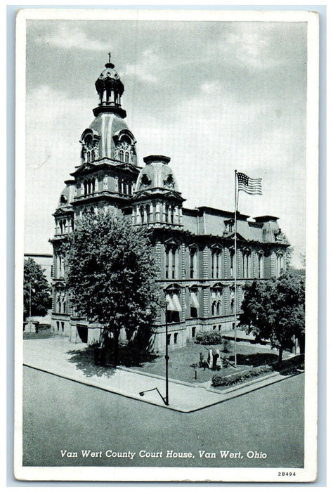 1940 Exterior View Van Wert County Court House Van Wert Ohio OH Antique Postcard