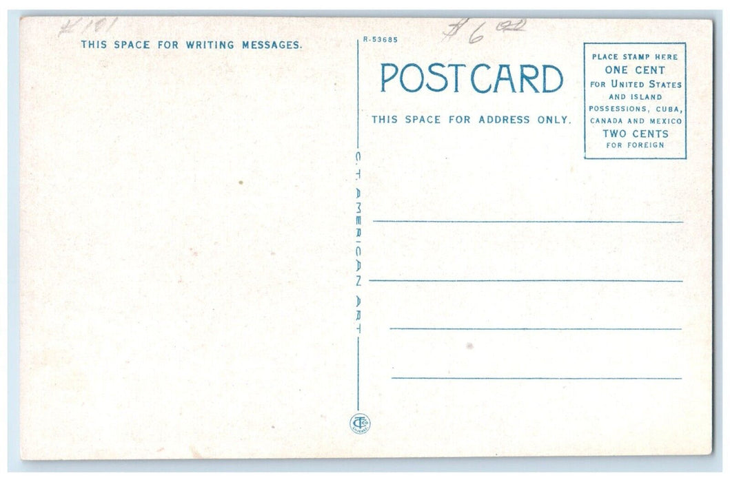 c1920 Front View Court House Soldiers Monument Cambridge Ohio Unposted Postcard