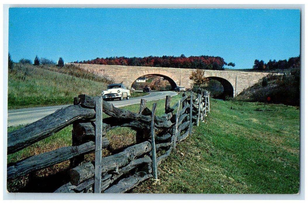 c1960 Classic Car Road Along Blue Ridge Parkway Galax Virginia Unposted Postcard