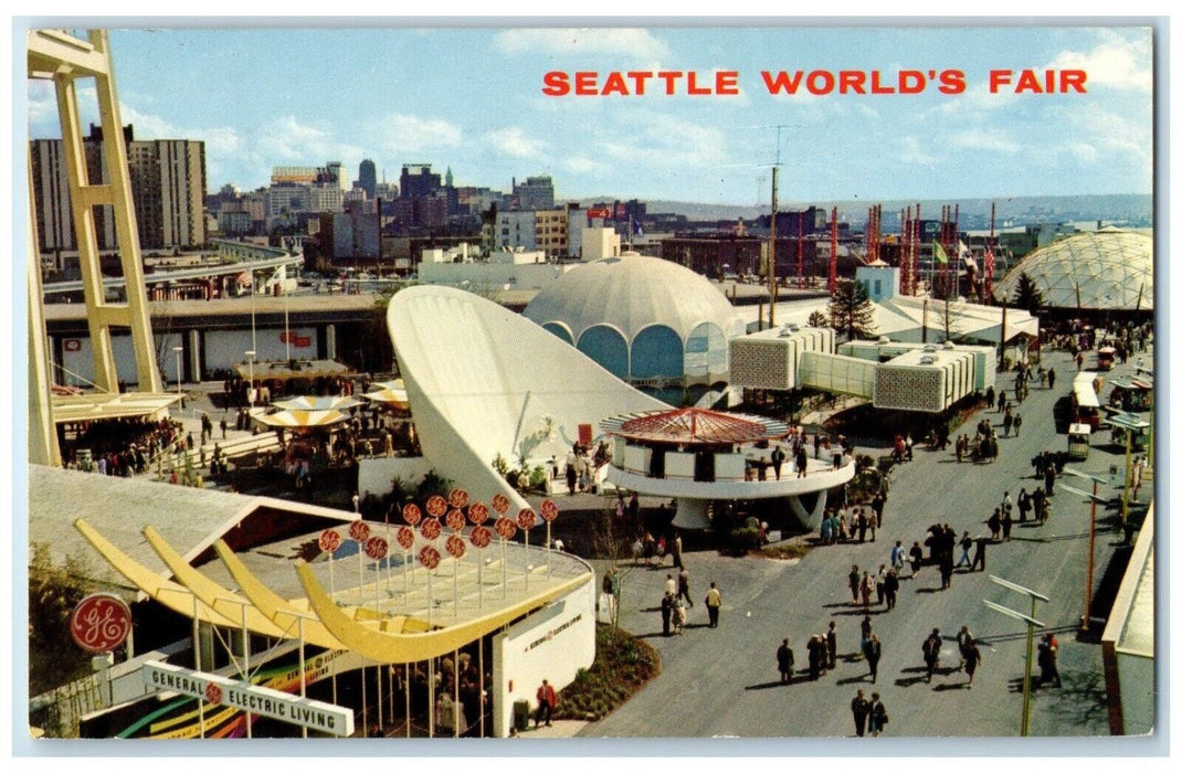 1962 Aerial View Industrial Exhibits Seattle Worlds Fair Washington WA Postcard