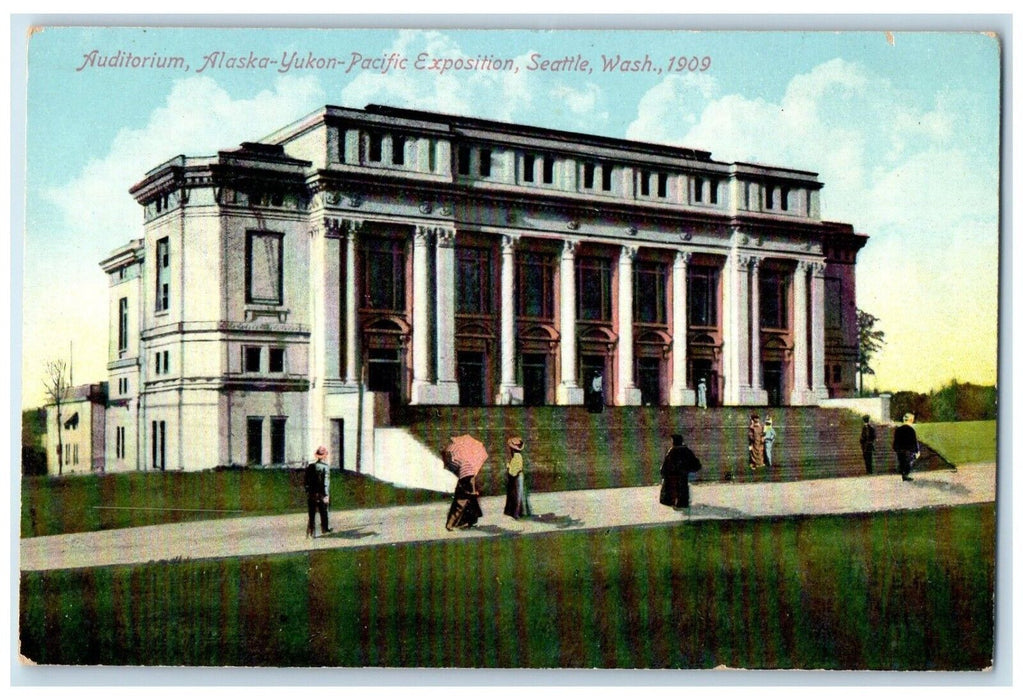 c1909 Auditorium Alaska Yukon Pacific Exposition Seattle Washington WA Postcard