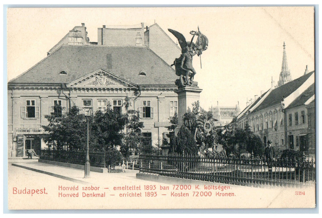 c1905 View of Honved Monument Budapest Hungary Unposted Antique Postcard