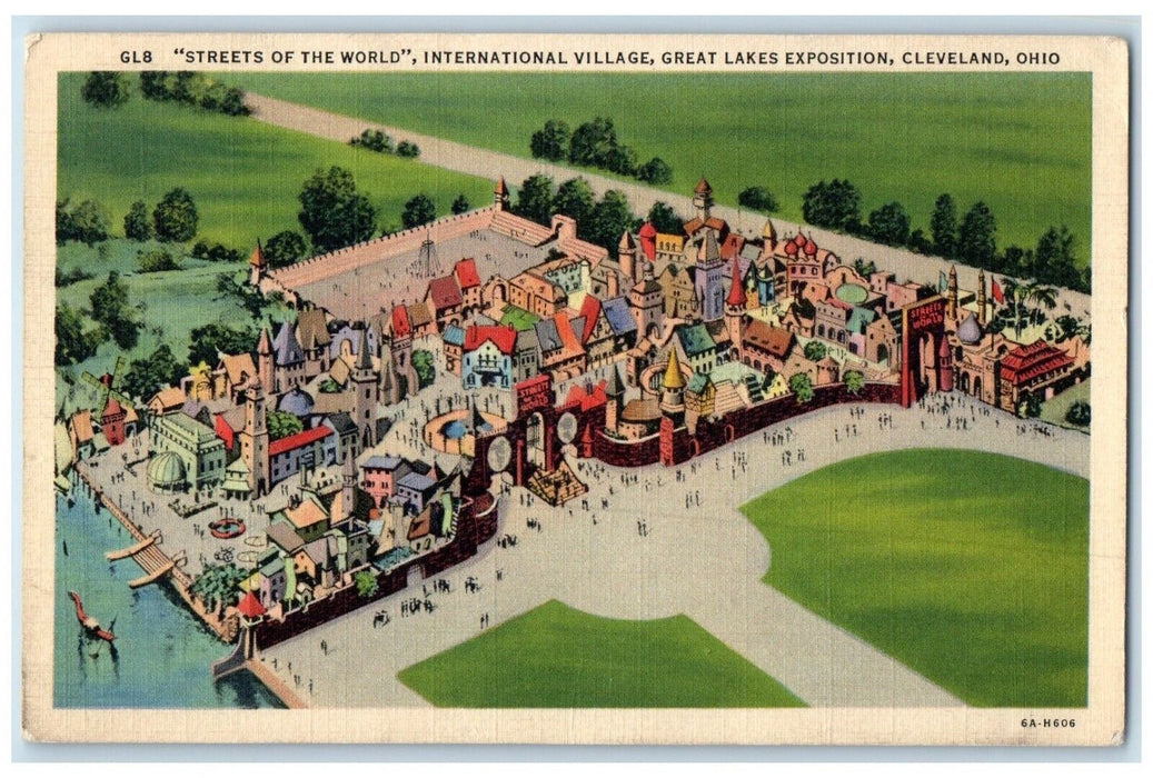 1936 International Village Great Lake Exposition Cleveland Ohio Vintage Postcard