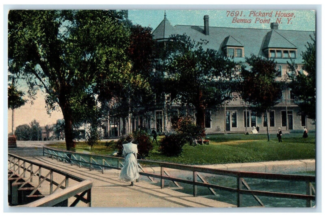 c1910 Exterior View Pickard House Bridge River Bemus Point New York NY Postcard