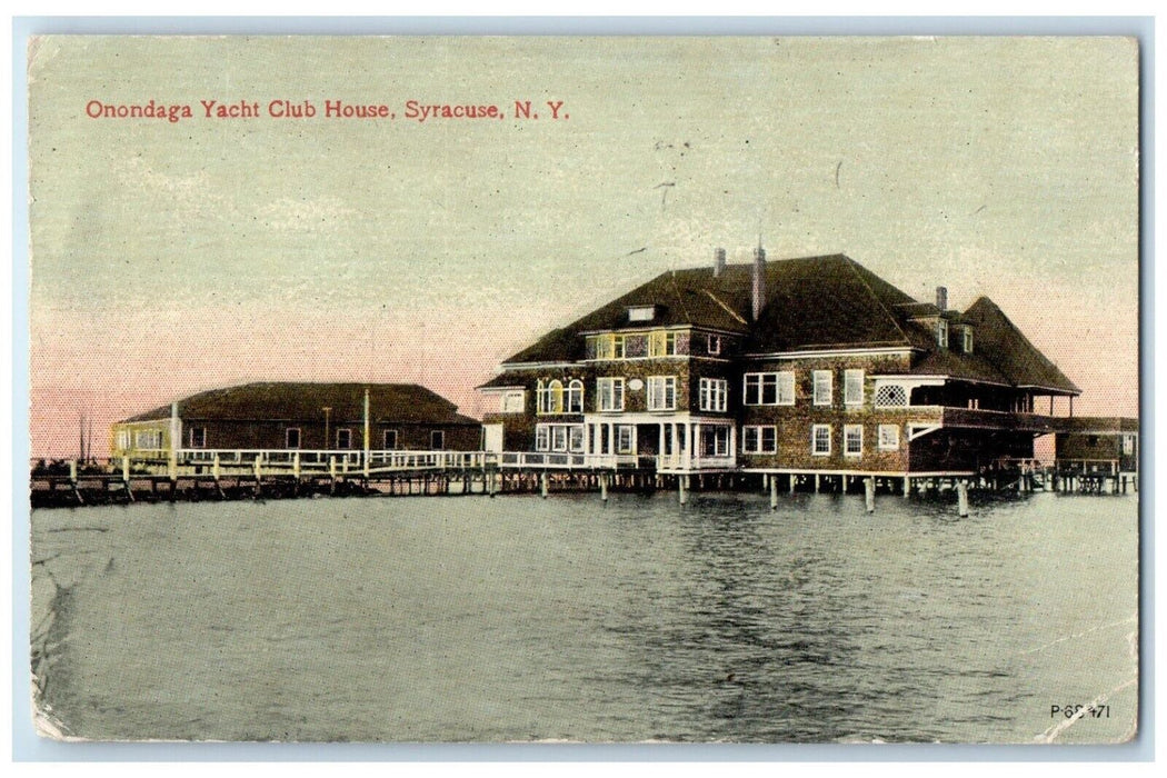 1914 Onondaga Yacht Club House Exterior Building Syracuse New York NY Postcard