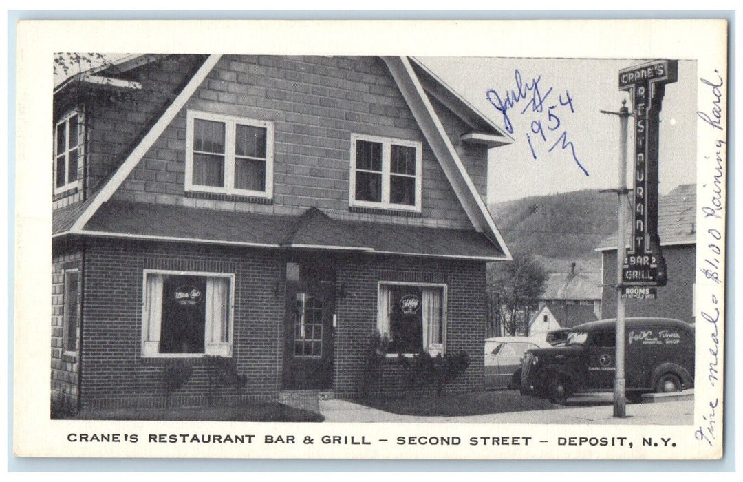 c1940 Cranes Restaurant Bar Grill Building Deposit New York NY Unposted Postcard