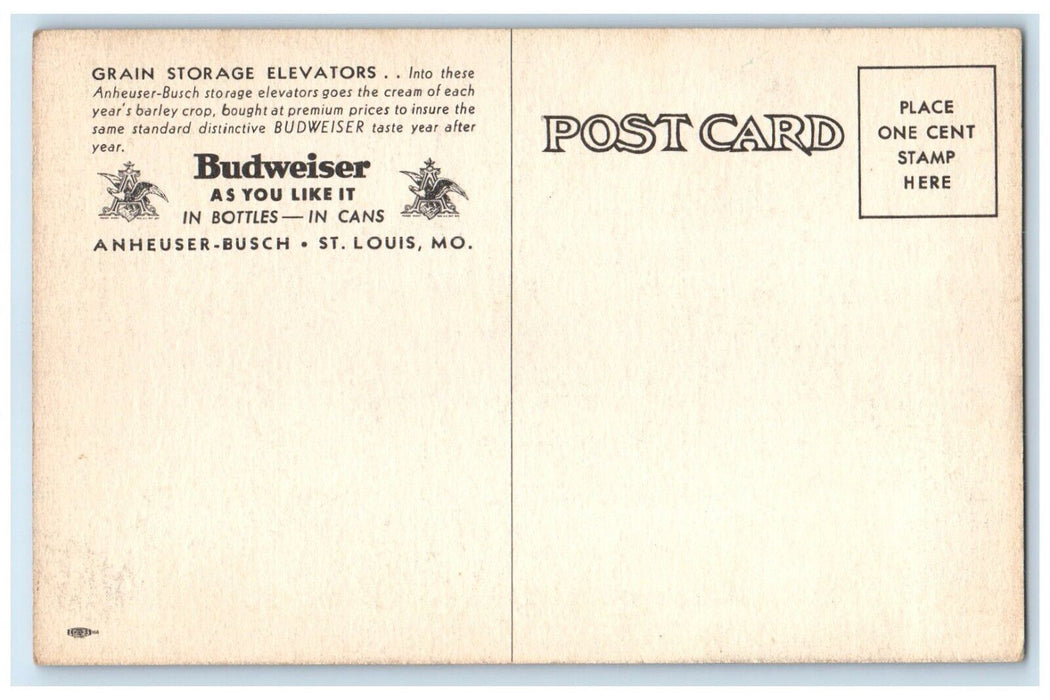 Budweiser Anheuser Busch Grain Storage Elevators St. Louis Missouri MO Postcard