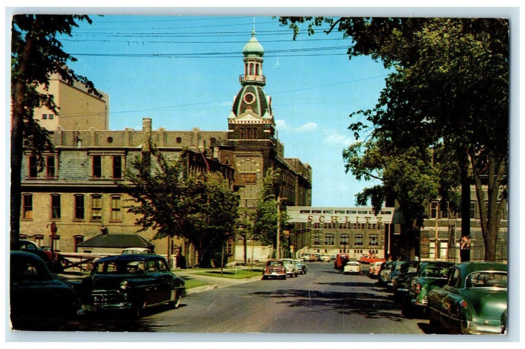 c1950's Schlitz Brewing Company Cars Milwaukee Wisconsin WI Vintage Postcard