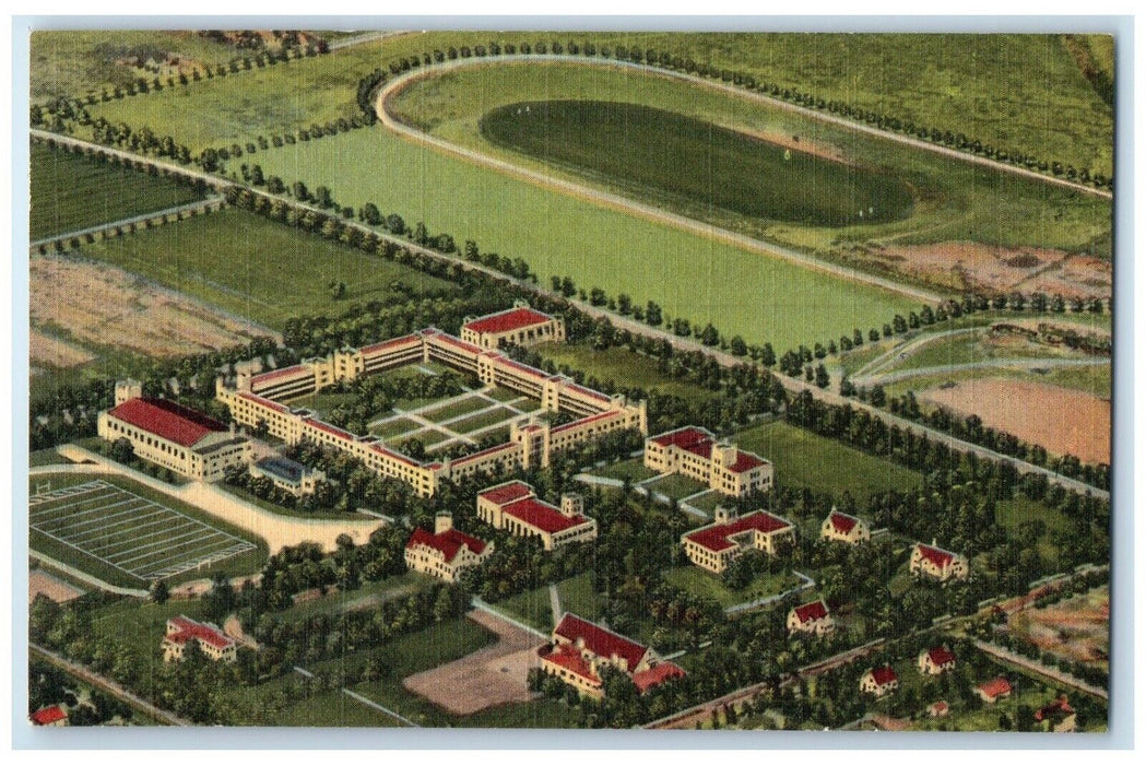 c1930's Air View New Mexico Military Institute Roswell NM Vintage Postcard