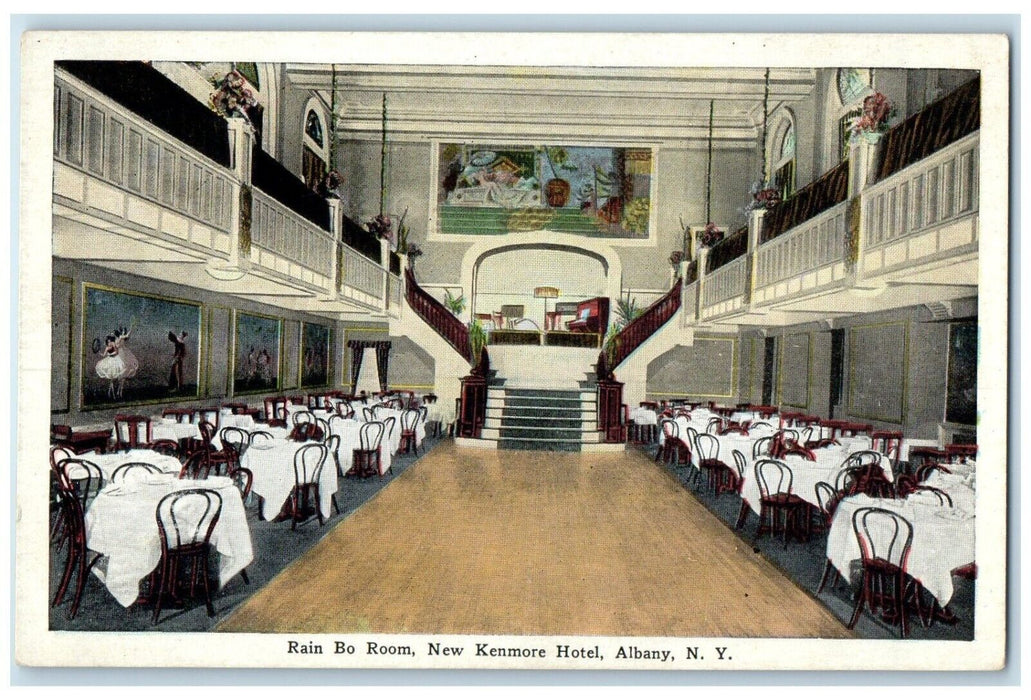 c1920 Interior View Rain Bo Room New Kenmore Hotel Albany New York NY Postcard