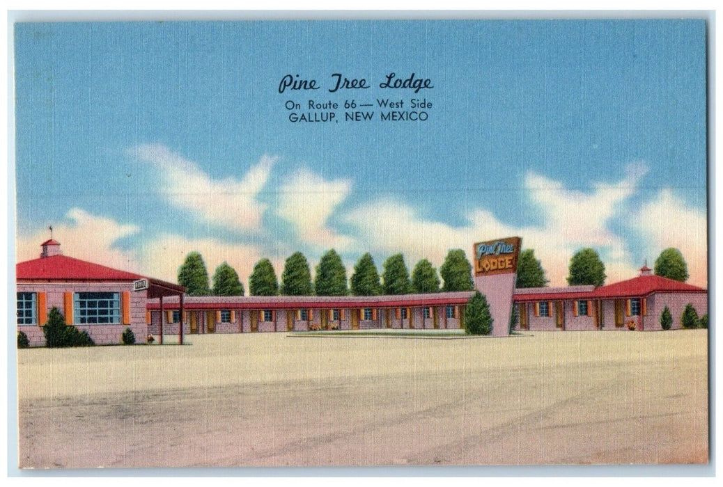 c1940's Pine Tree Lodge Motel Roadside Gallup New Mexico NM Vintage Postcard