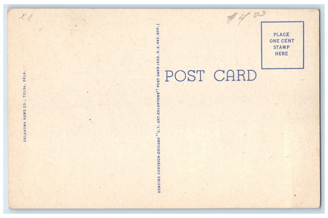 c1940 Birds Eye View University Tulsa Oklahoma Posted Vintage Antique Postcard