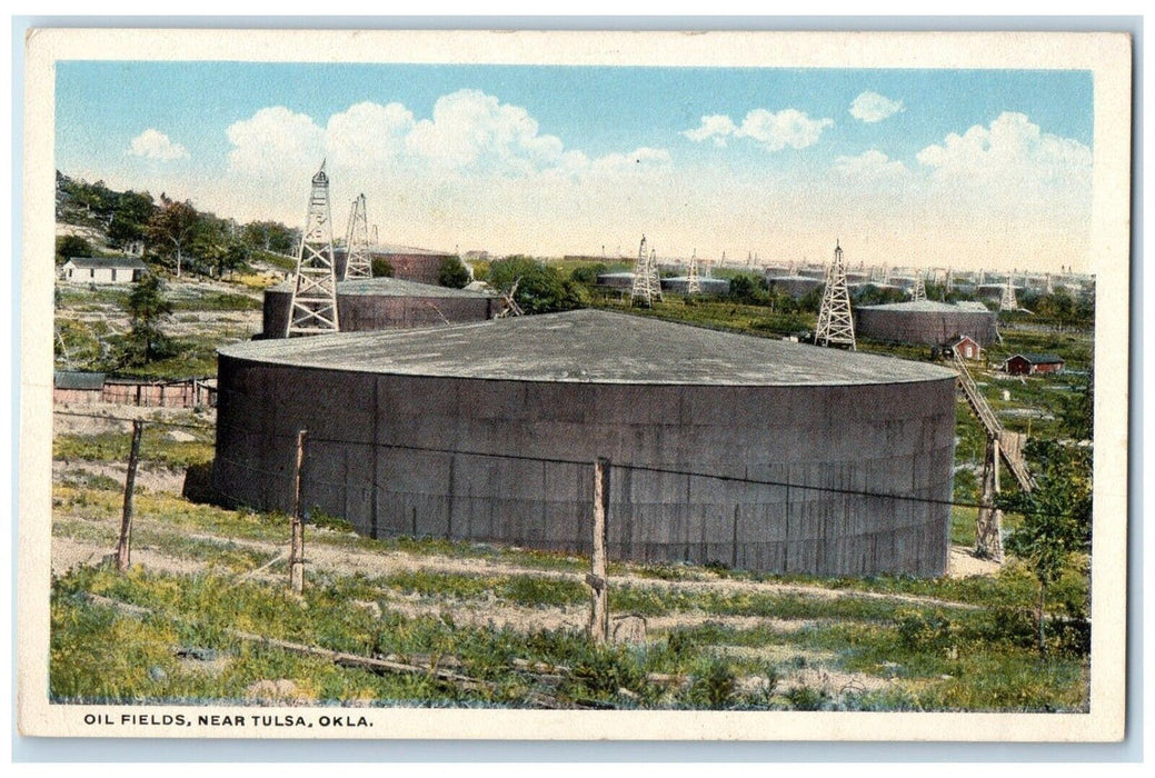 c1920 Scenic View Oil Fields Building Tower Tulsa Oklahoma OK Unposted Postcard