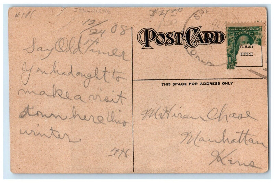 c1910 Silhouette Eating Party Night Scene Speermoore Oklahoma OK Posted Postcard