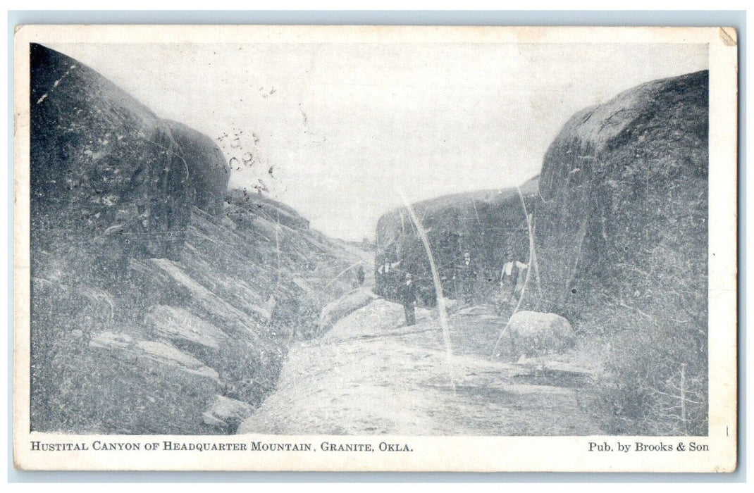 1908 Hustital Canyon Headquarter Mountain Granite Oklahoma OK Vintage Postcard