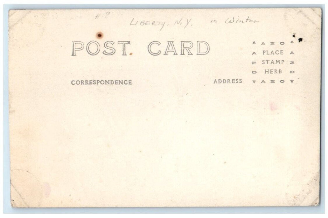 c1918 Home Residence Winter Snow View Liberty New York NY RPPC Photo Postcard