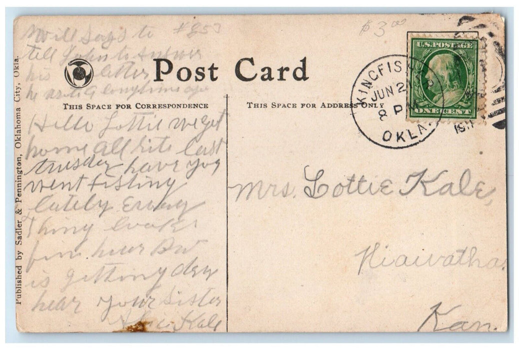 1911 Aerial View Pioneer Telephone Building Oklahoma City Oklahoma OK Postcard