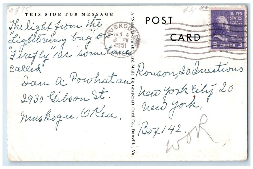 1951 Exterior Front View Muskogee Public Library Muskogee Oklahoma OK Postcard