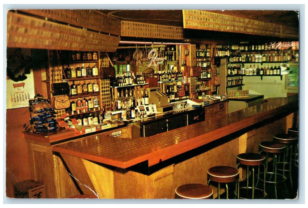 1957 Lincoln's 5000 Silver Dollar Bar Romier Bar Alberto Montana MT Postcard