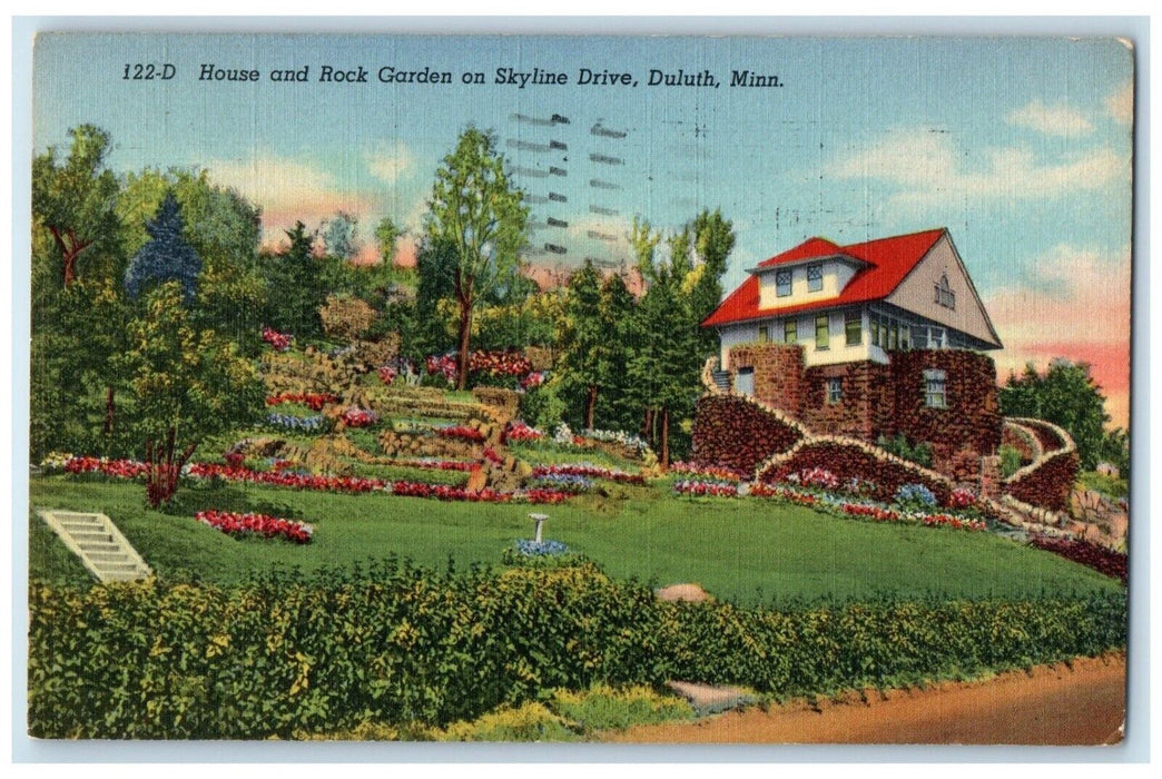 1945 House And Rock Garden On Skyline Drive Duluth Minnesota MN Vintage Postcard