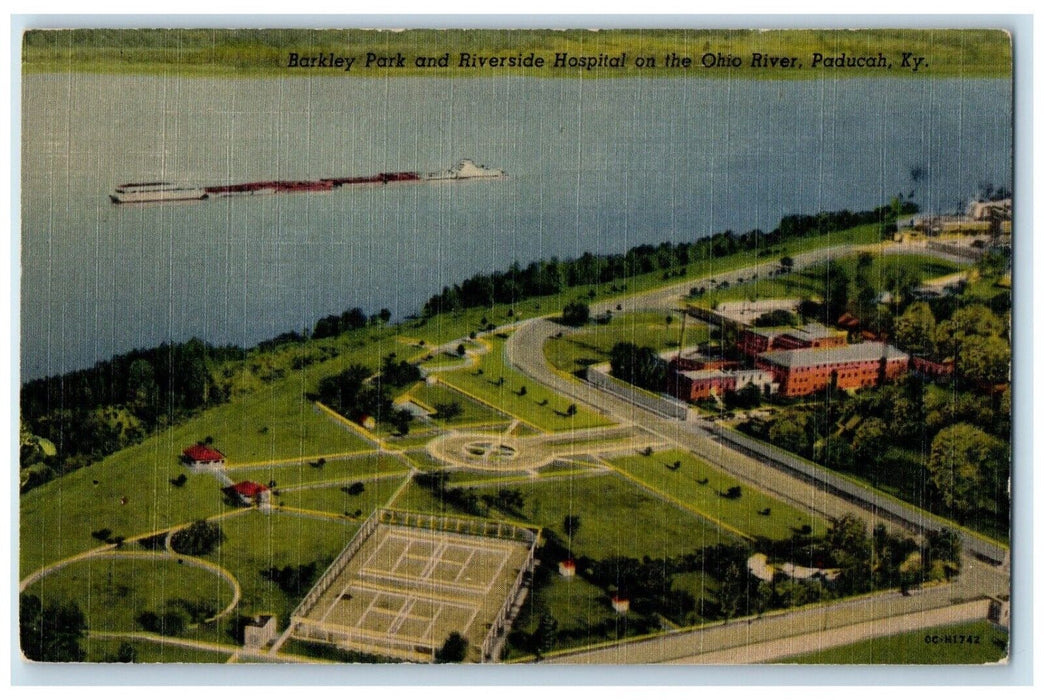 c1930s Barkley Park And Riverside Hospital On The Ohio River Paducah KY Postcard