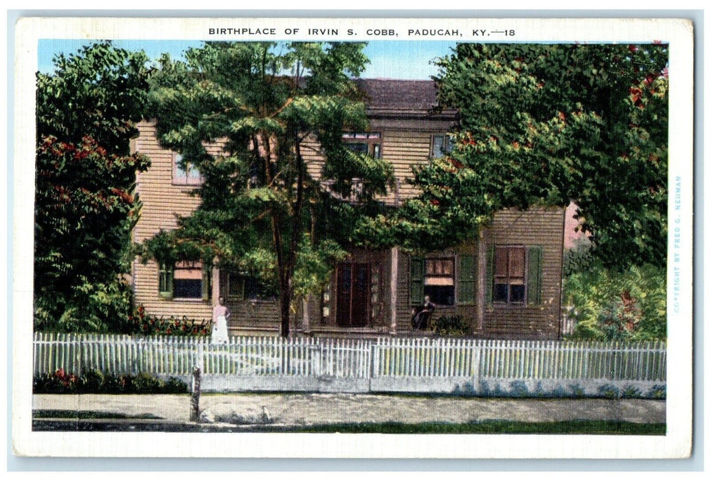 Birthplace Of Irvin S. Cobb Paducah Kentucky KY, Woman House Scene Postcard