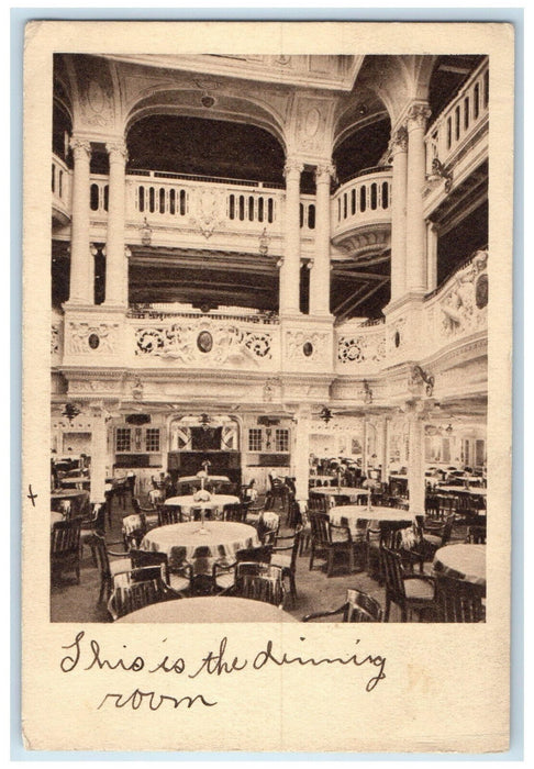 c1940's Dining Room Twin Screw Steamer Crown Princess Cecille Germany Postcard