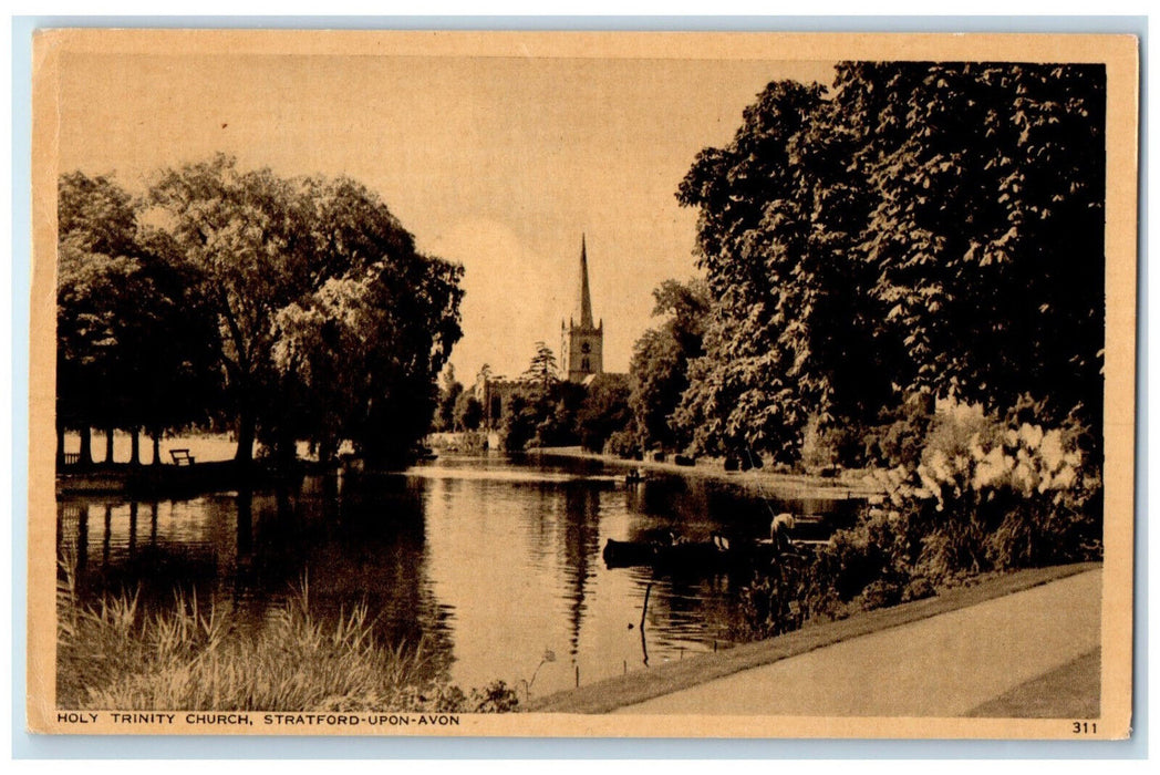 1953 Holy Trinity Church Stratford-Upon-Avon England Air Mail Postcard