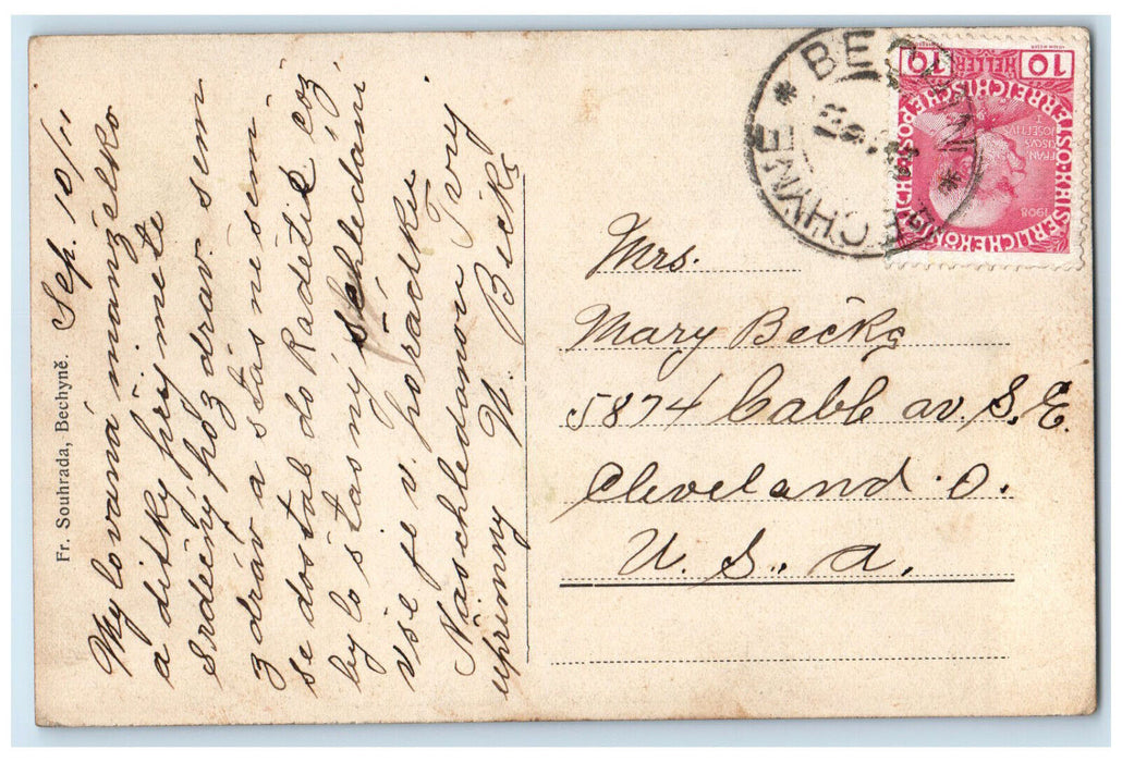 1911 Scene at Bechyne Kloster Czech Republic Posted Antique Postcard