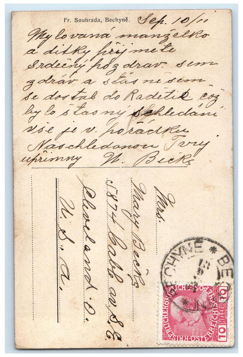 1911 Scene at Bechyne Kloster Czech Republic Posted Antique Postcard