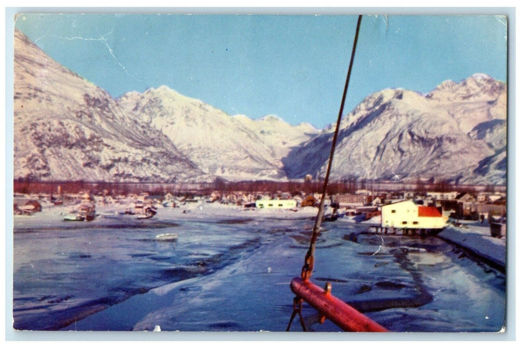 1961 View Of Valdez Alaska AK, Mountain Boat Scene Posted Vintage Postcard