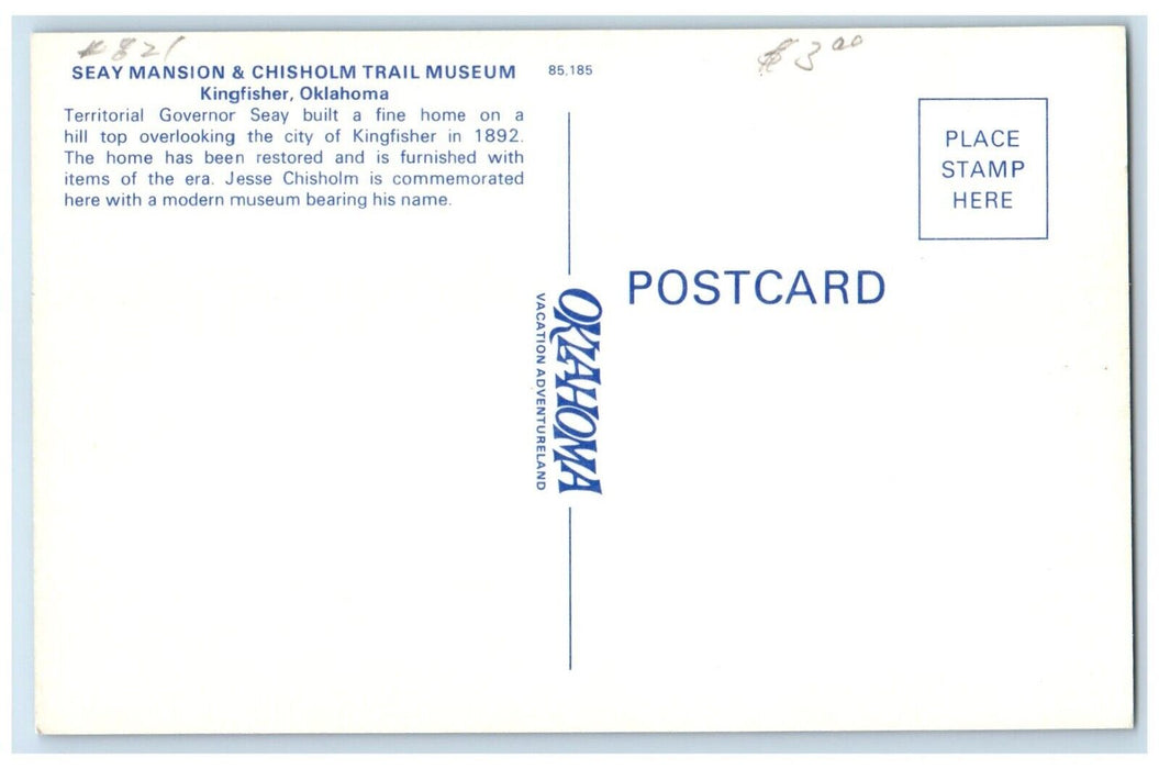 c1960 Seay Mansion Chisholm Trail Museum Multi-View Kingfisher Oklahoma Postcard