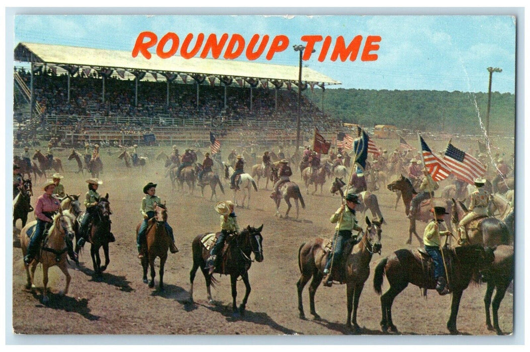 1961 Roundup Time Riding Horse Grand Entry Oklahoma Rodeo Oklahoma OK Postcard