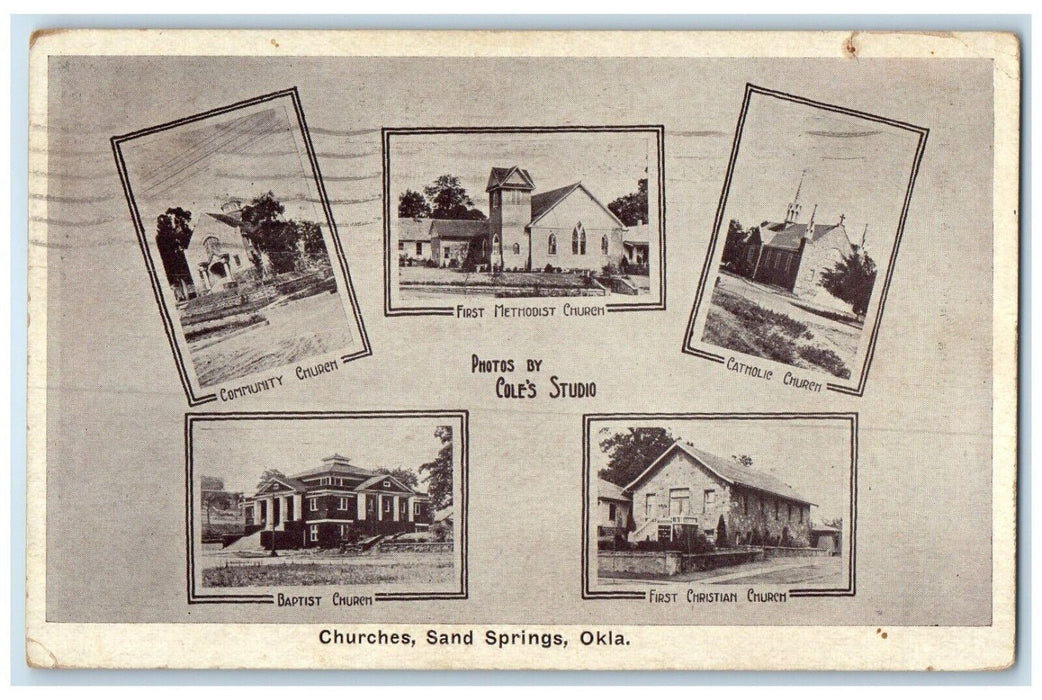 1946 Churches Multi-View Sand Springs Oklahoma Posted Vintage Antique Postcard